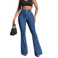 Fashionexport cross-border women's new arrivalspring & fall front and rear patchwork high-looking slimming look stretch mid-waist flared jeans