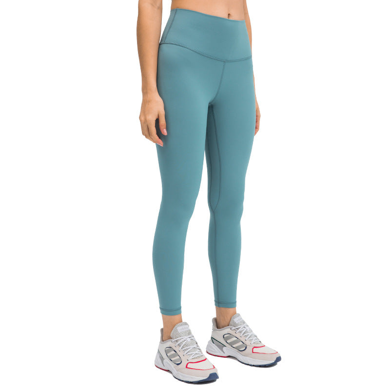 Dianqian comfortable nude yoga pants women's high waist hip lifting running tight stretch sports fitness pants d19037-2