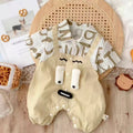 Baby clothes summer newborn full month hundred days bodysuit striped letter fake two-piece short romper