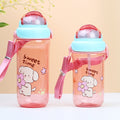 Cartoon kids water bottle with strap, plastic cup, straw cup, kindergarten water bottle, leak-proof, children's gift