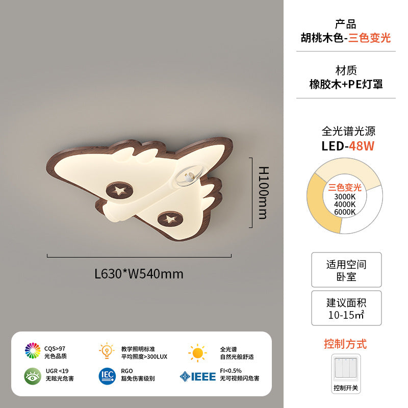 Walnut ceiling light cream antique children's room light creative modeling intelligent lighting warm bedroom light