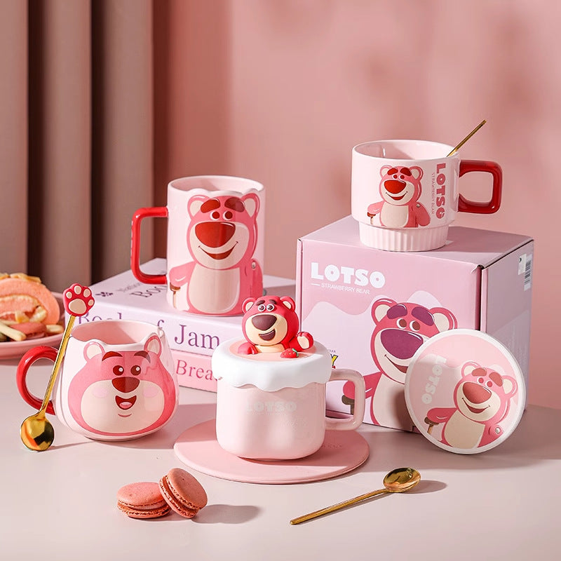 Ceramic cup gift box mug with lid with spoon coffee cup holiday gift box cartoon cup cute water cup