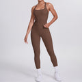 fashion double-sided brushed pure color tight i-shaped back sports suit running fitness yoga clothes two-piece set
