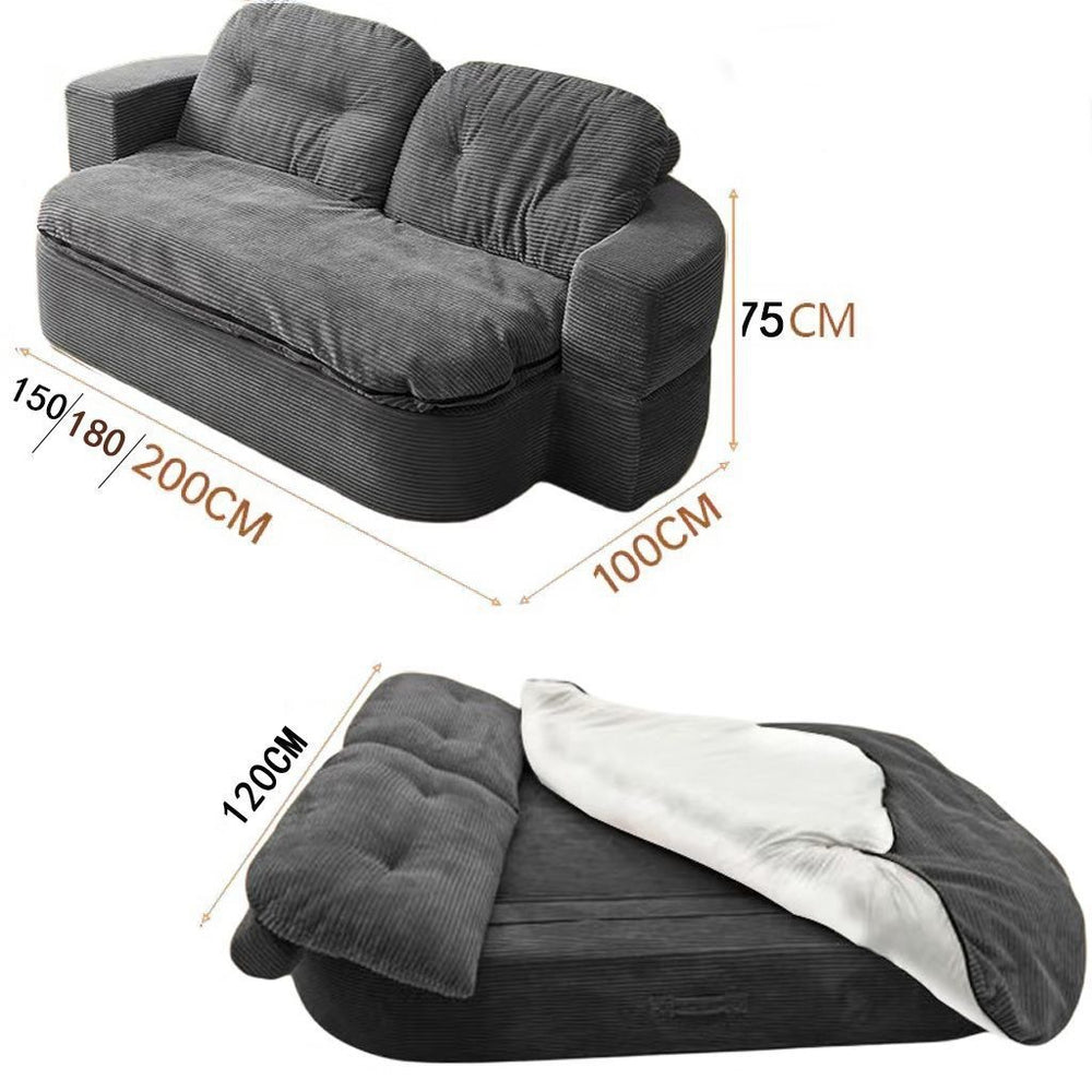 Vintage-inspired vacuum-sealed kangaroo sofa: creative, compact, and foldable for small living spaces - a lazy sofa bed for casual lounging