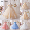 Girls' formal dress - premium princess style for international trade, elegant children's birthday gown, european and american off-shoulder tutu with sequins