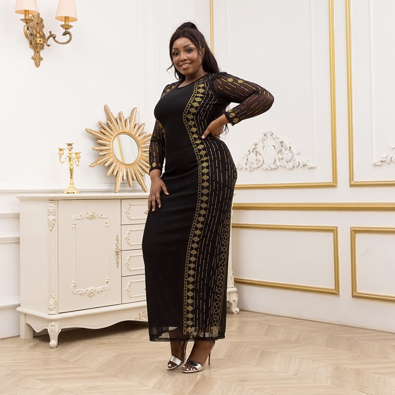 African cross-border supply  new style factory direct sales european and american fashion silm hot diamond beaded long skirt big sale