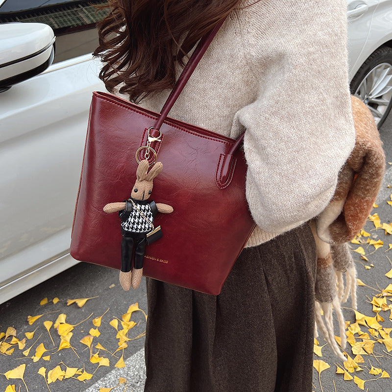 Simple retro tote bag women's 2025 new winter large-capacity versatile shoulder bag premium commuter bag