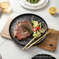 Steak plate marble ceramic western food plate hotel restaurant special plate steak plate with edge pizza plate wholesale
