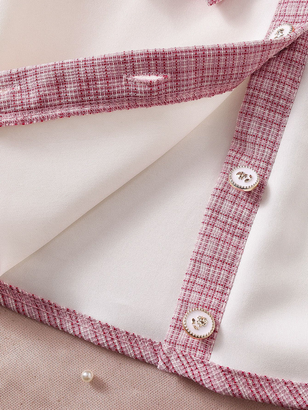 chic spring/autumn new korean style girls' chanel-inspired dress set - pink cute mini skirt three-piece outfit