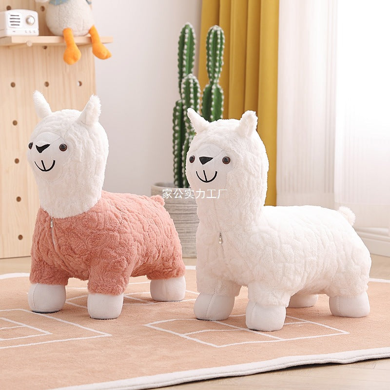 Alpaca seat Living room shoe changing stool Children's sofa Leisure chair Sitting stool Cartoon birthday Simple modern animal stool