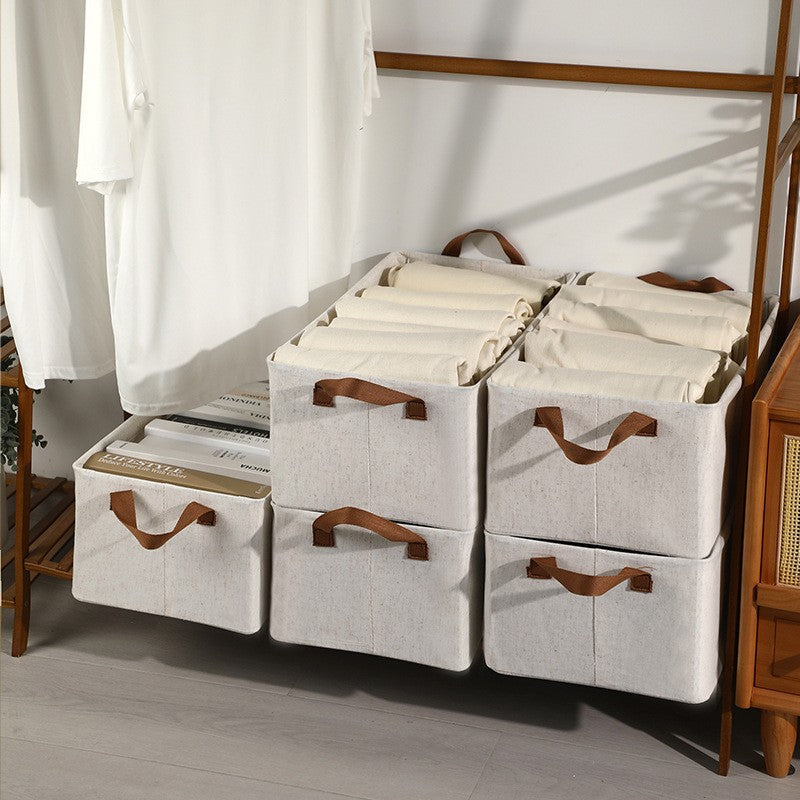 Light luxury cotton and linen clothing storage box, good goods, home storage basket, living room daily clothes storage artifact, finishing basket