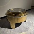 Round stainless steel buffet warming cabinet set with see-through glass lid, commercial grade for hotels, 6l capacity - in stock