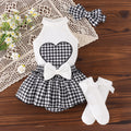 Kids clothing cross-border exportfall and winternew arrival kids white vest + houndstooth skirt baby