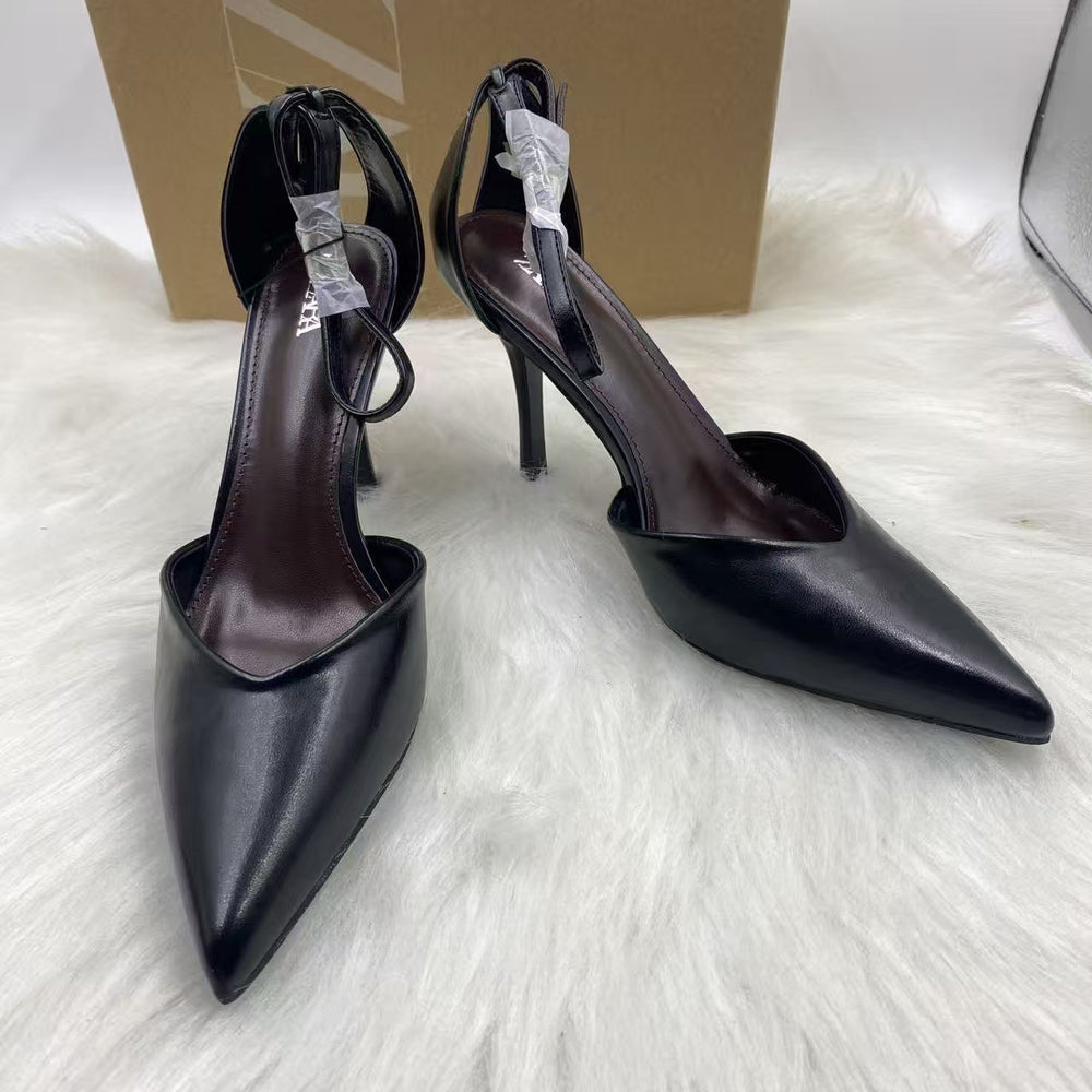 Za2025 new french chic pointed-toe high heel pumps women's shoes 2024 new hollow-out sandals women