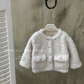 Girls' outerwear:  winter fashionable chanel-inspired warm fuzzy sweater for little girls and children