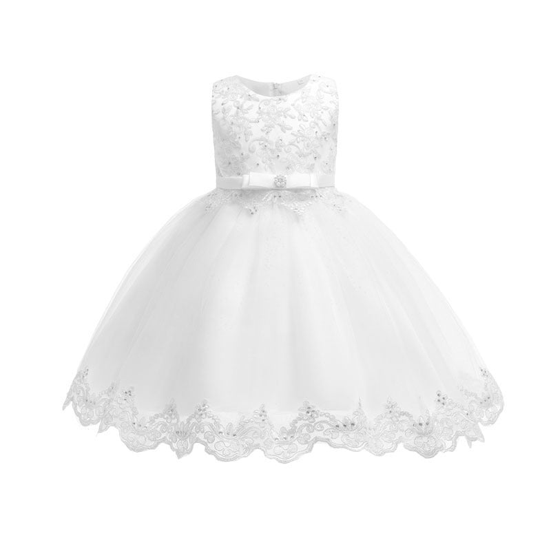 Plus size children's formal dress with rhinestone and lace detail - princess style for girls, perfect for piano recitals and special occasions
