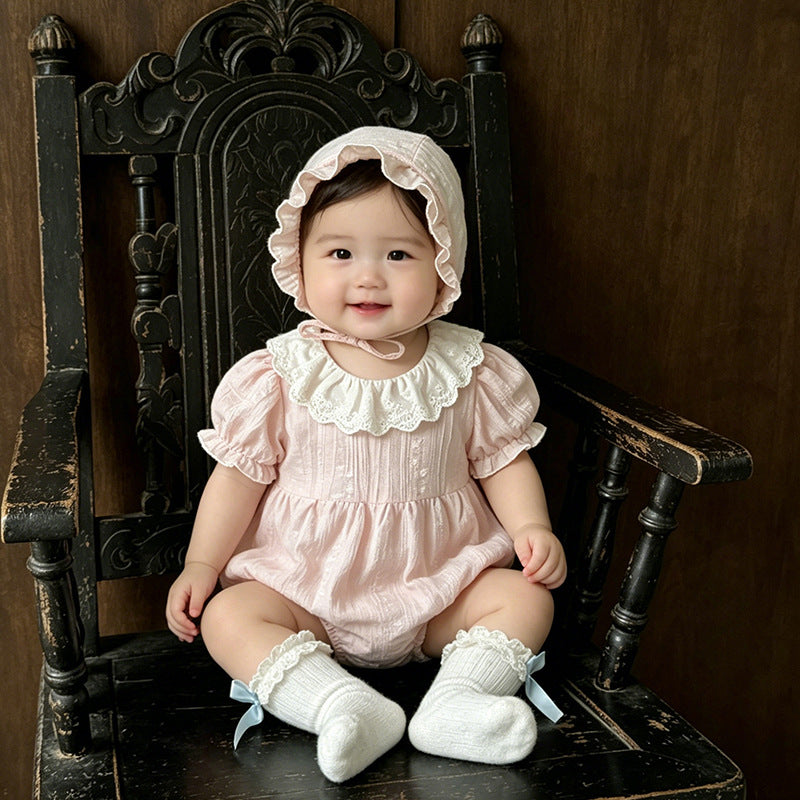 Newborn baby summer clothes - lightweight & adorable: baby girl romper, summer princess style, perfect for first birthday & 100-day celebration - bodysuit set