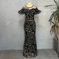 Rose sequin bodycon mermaid evening gown maxi dress off-the-shoulder ruffle luxury african european women's clothing
