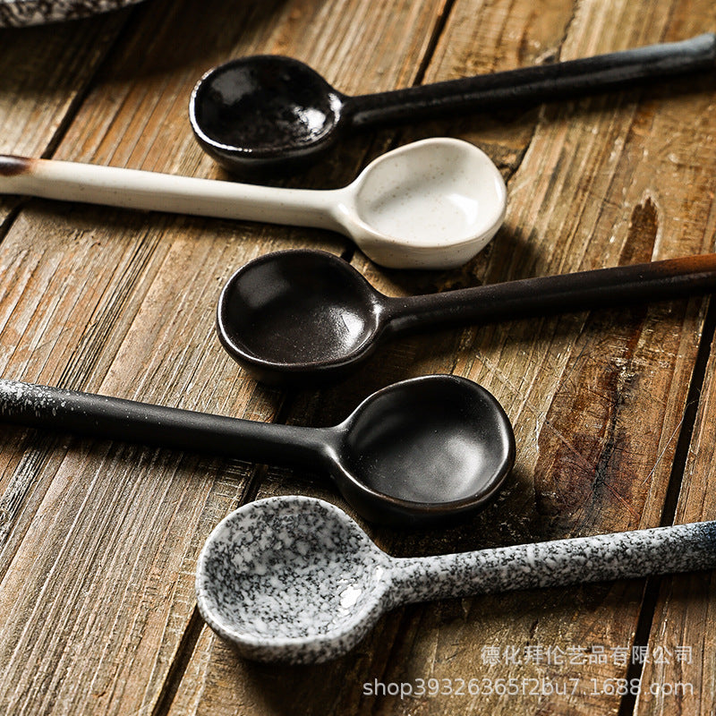 Large soup spoon for home ceramic spoon long handle soup drinking high temperature resistant spoon creative japanese large spoon spoon porridge spoon