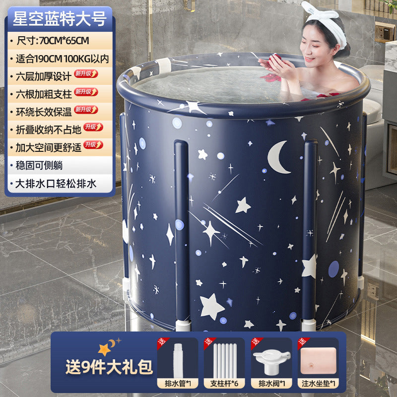 Thickened collapsible bathtub for adults - full body soaking tub with optional heating - home use bathtub for adults and children