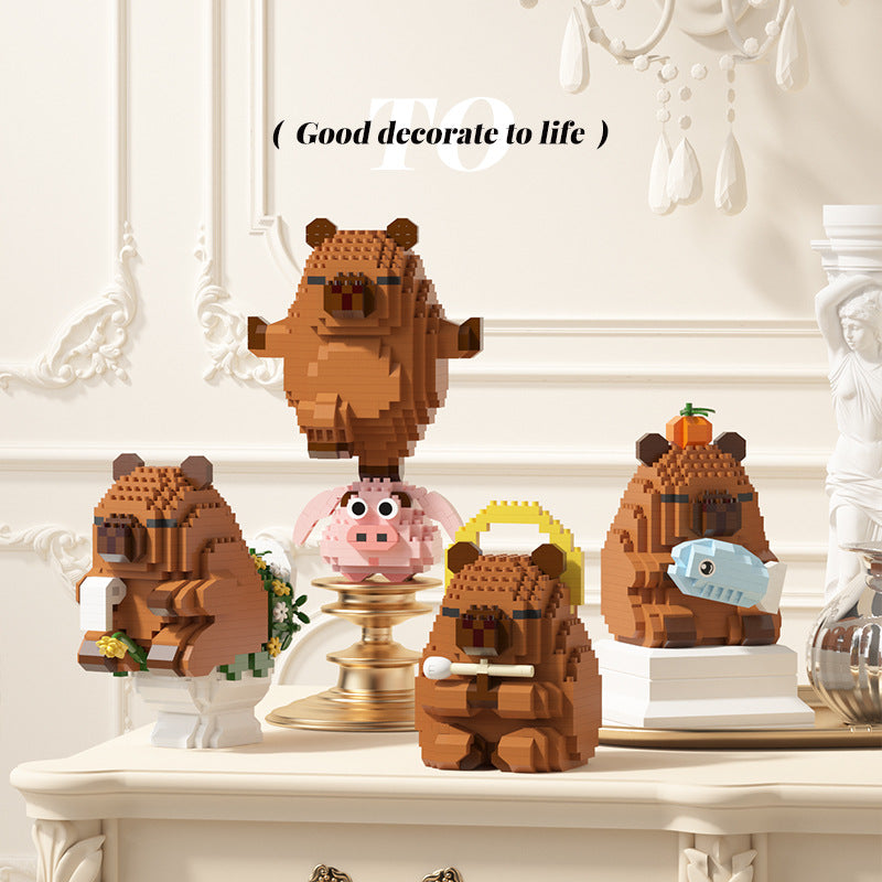 Compatible with lego children's educational toys capybara building blocks assemble toys cartoon dolls boys and girls ornaments