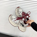 Mesh breathable chunky sole dad sneakers for women, new autumn 2026 collection, double strap lightweight height increasing athletic casual shoes
