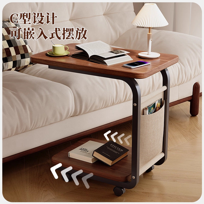 Bedside table movable storage rack bedroom bedside table for home living room coffee table trolley sofa side table small table