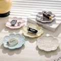 Ins creative floral desktop jewelry organizer ceramic tray - unique embossed entryway display & storage ornament