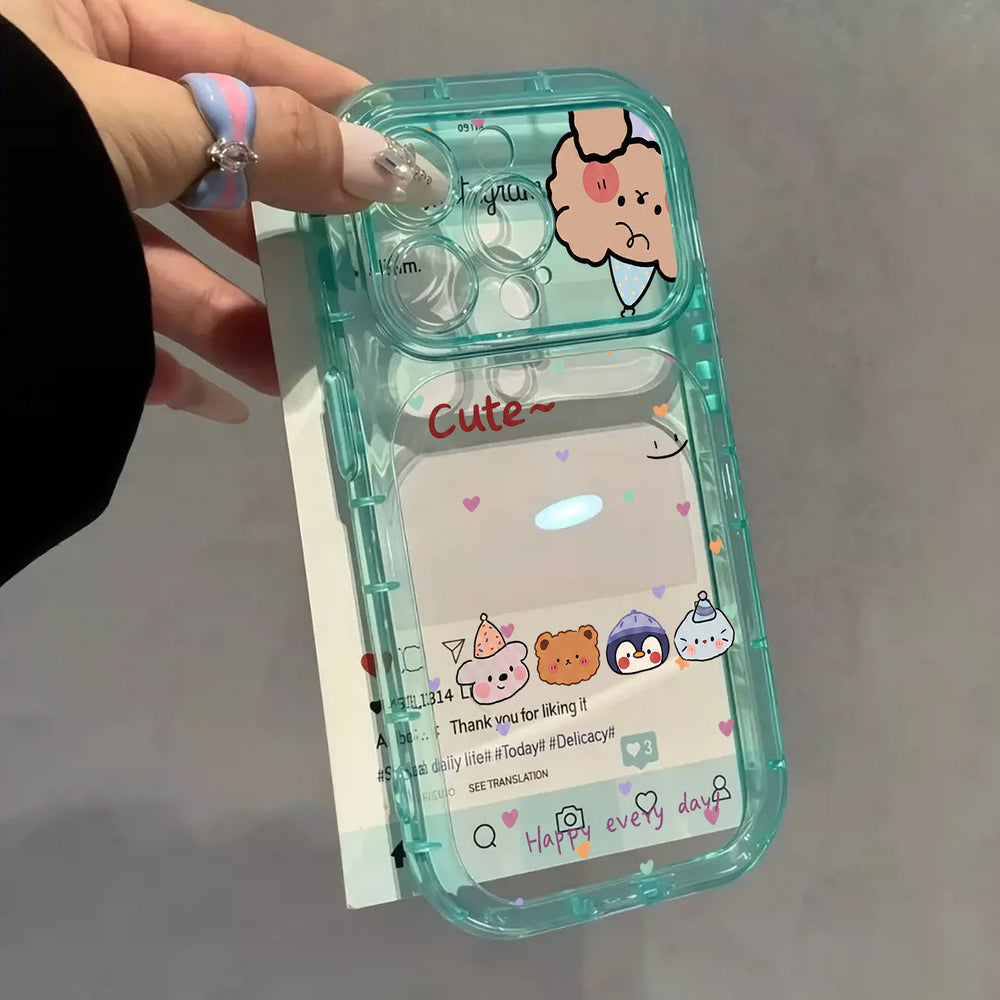 Suitable for iphone18 cartoon animal anti-fall mobile phone case apple 17promax transparent color heart cute hard case
