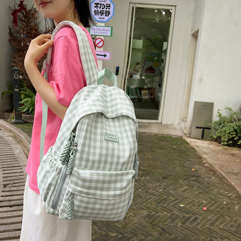 Wholesale women's backpack - fresh & chic school backpack for middle and high school students - plaid design, large capacity, new 2025 collection
