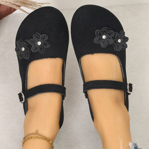 Exportplus sizenew arrival one-word buckle mary jane shoes women's flatsflatsflowerseasiest for match small leather shoes wholesale