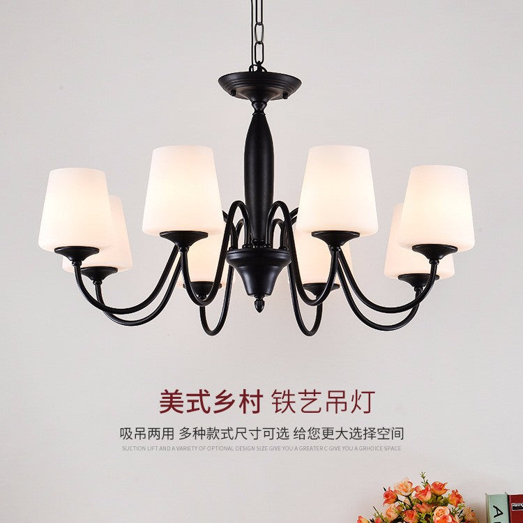 American country wrought iron chandelier European simple living room dining room study bedroom Nordic retro modern simple chandelier