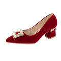 Chinese xiuhe wedding shoes for women 2024 new arrival wedding dress shoes thick heel non-tiring red engagement shoes bridal shoes