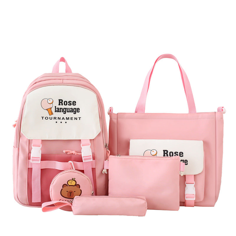 School bag female primary and secondary school students bag large capacity backpack tutoring bag new Korean version ins cartoon casual backpack