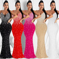 C5852   fashion women's hotfix rhinestone nightclub sexy sleeveless maxi dress