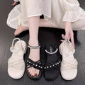 Girls' sandals: new  summer princess style, slip-on, trendy, for school girls, mid-to-large children, kids' beach sandals