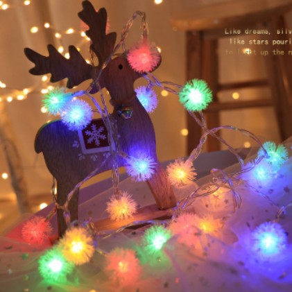 Cross-border LED hairball decorative light string Christmas wedding bedroom decoration dandelion battery box USB small lantern string