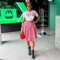 European and american cross-border women's fashion:  summer new arrivals - high-waisted, slimming, asymmetrical plaid midi skirt with unique design