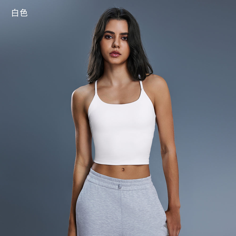 Spring/summer sexy y-back strappy bra padded yoga tank top - women's moisture-wicking, stretchy, and body-hugging yoga apparel dt038