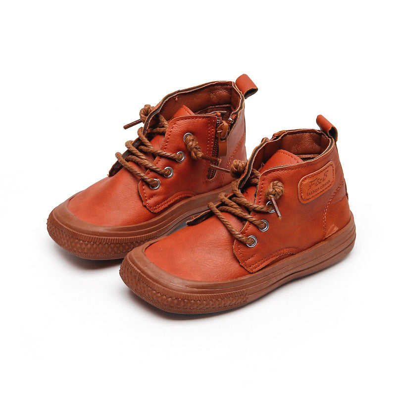First come, first served! get a pair of kids' casual shoes for just ¥9. new autumn/winter collection: boys' double-layered cotton short boots, student square-toe, fleece-lined shoes