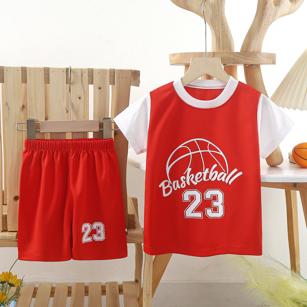 new kids' basketball jersey set - boys' and girls' summer quick-dry mesh outfit - short sleeve sports clothing for children and teens