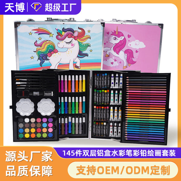 Watercolor pen 61 children's 145 aluminum box brush set art stationery supplies graffiti watercolor pen wholesale