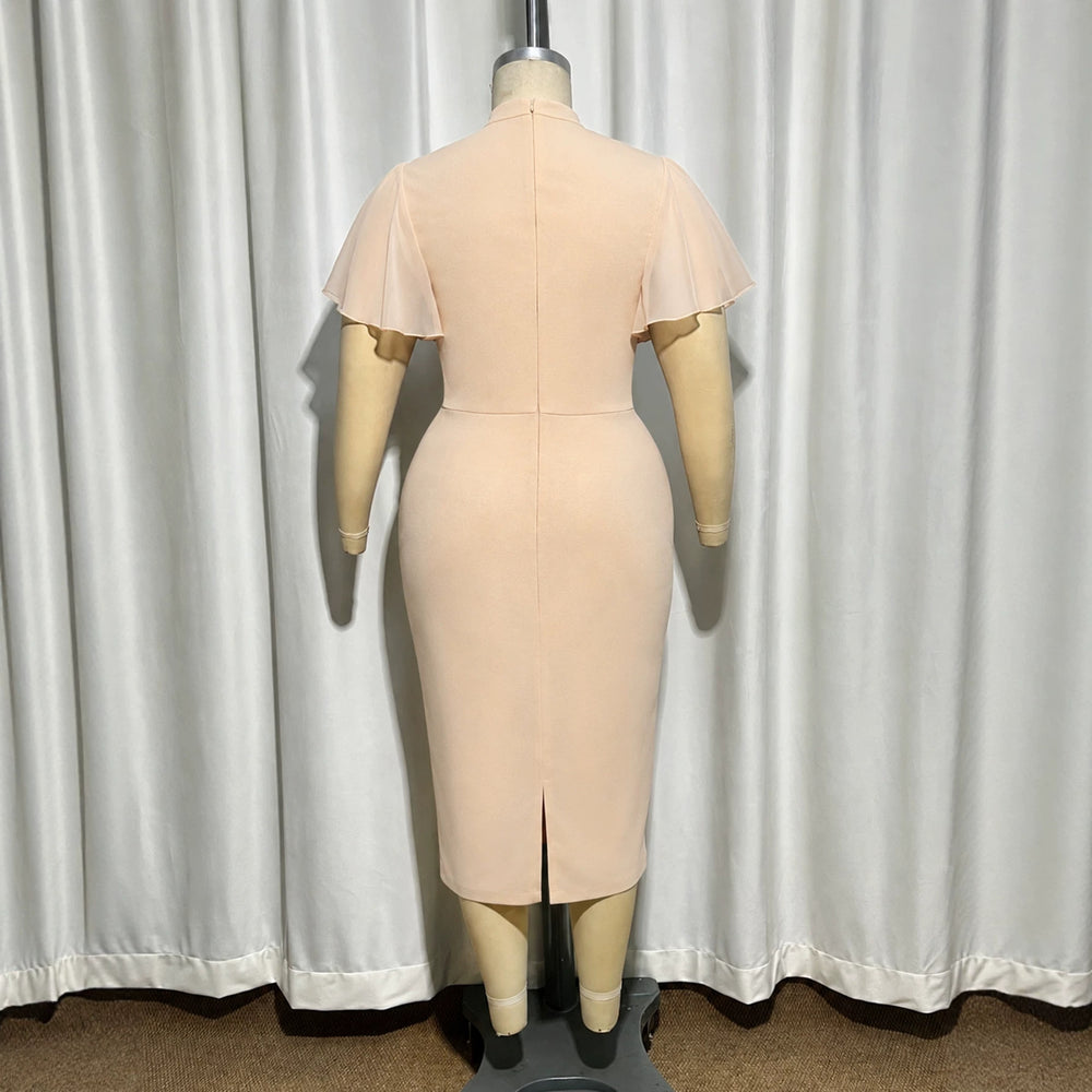 new arrival: elegant commute dress - embroidered appliqué, slim fit, bow detail, chiffon sleeve dress