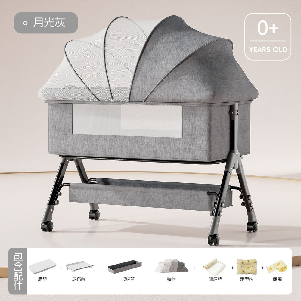 Baby crib - portable, foldable, multi-functional bassinet - convertible to full-sized bed for newborns