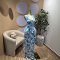 European and american cross-border women's sleeveless halter neck v-neck floral ruffle trim maxi dress - winter/spring  collection