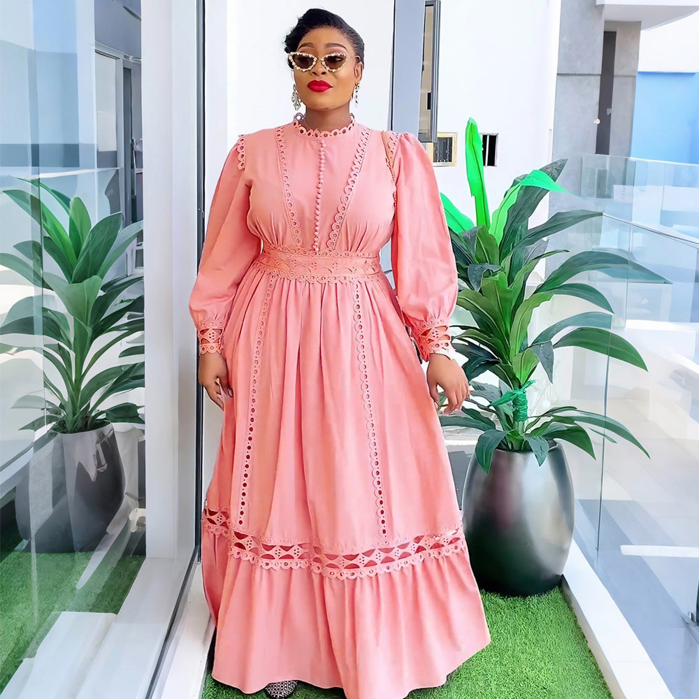 African plus size women's clothing   foreign trade cross-border maxi dress european and american elegant long dress skirt