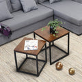 Scandinavian iron art solid wood coffee table small apartment sofa side table casual creative side table dark brown square mother-in-law coffee table