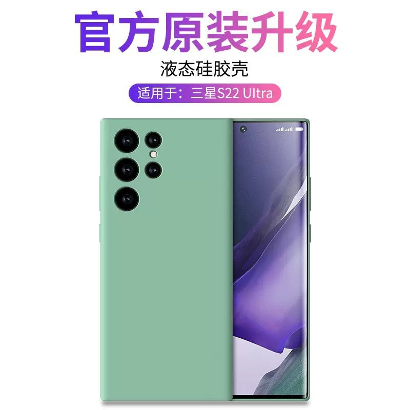 Suitable for samsung s26ultra mobile phone case straight edge liquid silicone s24plus lens all-inclusive a56 soft protective case