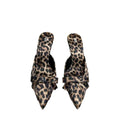 Za's 2025 new women's leopard print mules: summer outdoor wear, bow accent, pointed toe, stiletto heel, high heel mules