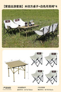 Off-white square table + 4 white moon chairs